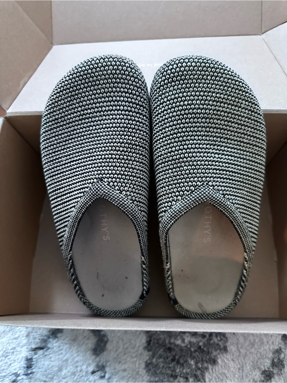Rothy's Black and White Knit Slip-On Mules